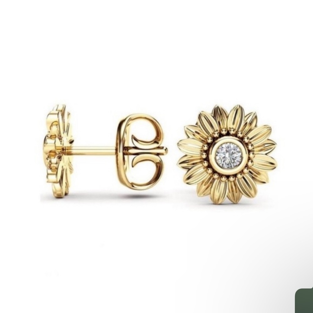 NEW 18k Yellow Silver Rose Gold Gold Diamond Earrings